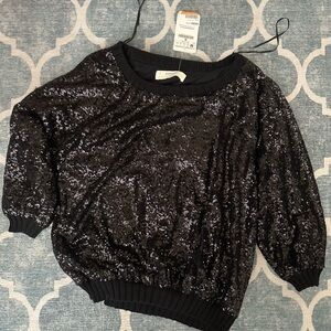 Zara Sequin Black Sweater Size Medium